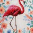 Tableau ANIMAL POP-ART Flamand rose et fleurs 50x70cm