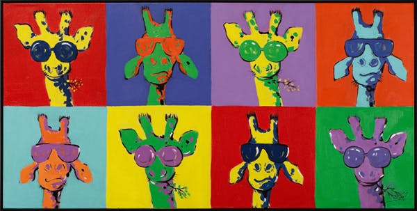 Tableau ANIMAL POP-ART Girafes à lunettes 72x142cm