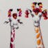 Tableau ANIMAL POP-ART Girafes multicolores sur fond blanc 70x140cm