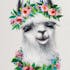 Tableau ANIMAL POP-ART Lama avec collier et couronne de fleurs 50x70cm