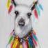 Tableau ANIMAL POP-ART lama et plumes multicolores 70x100cm