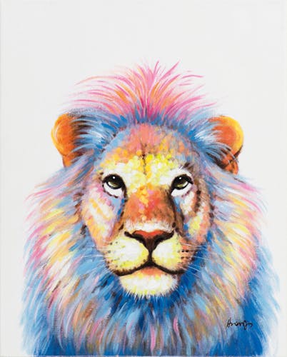 Tableau ANIMAL POP-ART Lion fabuleux couleurs vives multicolores 40x50cm