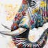 Tableau ANIMAL Tête d'Eléphant de profil décoré de fleurs multicolores 120x90cm