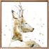 Tableau ANIMAUX Aquarelle d'un jeune cerf Caisse américaine en chêne massif 60x60cm