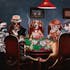 Tableau ANIMAUX Chiens et chats jouant au poker 90x120cm