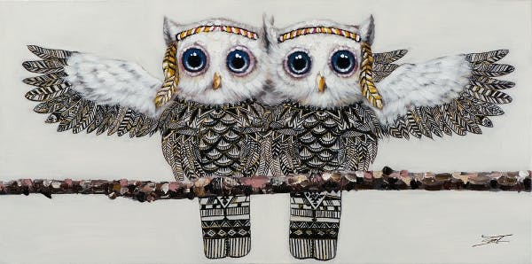 Tableau animaux duo de chouettes 60x120