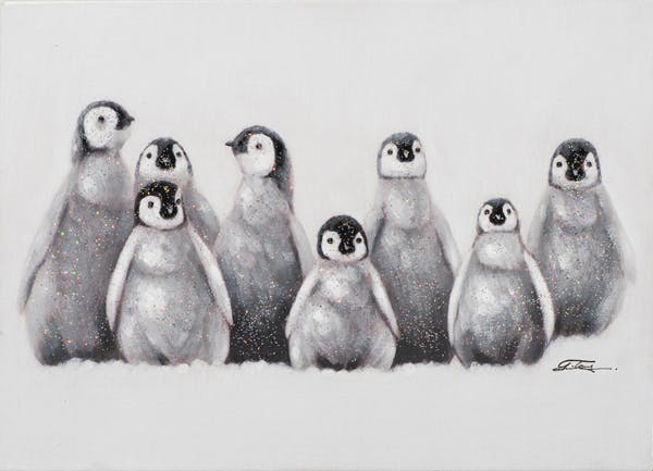 Tableau ANIMAUX Groupe de pingouins noirs et blancs 50x70cm