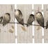 Tableau ANIMAUX Oiseaux alignés tons beiges, bruns, blancs et dorés 40x120cm
