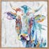 Tableau ANIMAUX Vache colorée II Caisse américaine en chêne 70x70cm