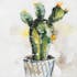 Tableau Cactus en FLEURS 3 "Têtes" multicolore sur fond tons beiges 40x40cm