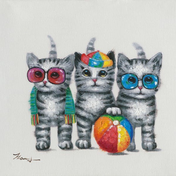 Tableau Chatons Pop Art 50x50 Peinture Acrylique Tableaux Toiles Pier Import