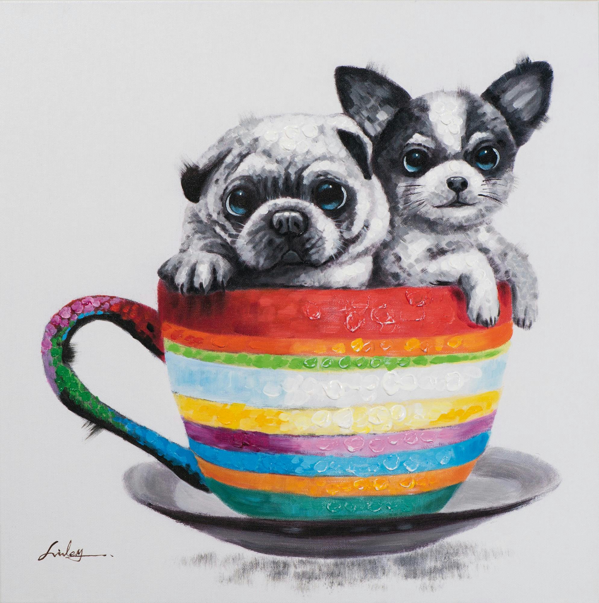 Tableau Chiens POP ART 60x60 Peinture acrylique