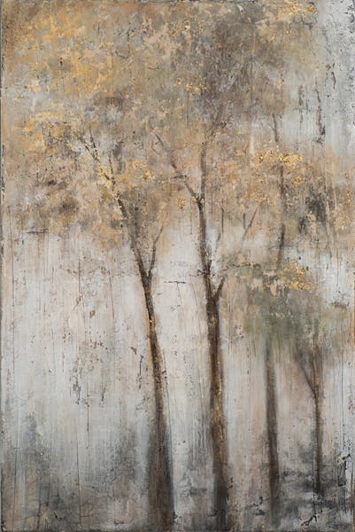Tableau d'arbres sur fond craquelé