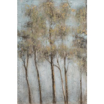 Tableau d'arbres sur fond craquelé bleu