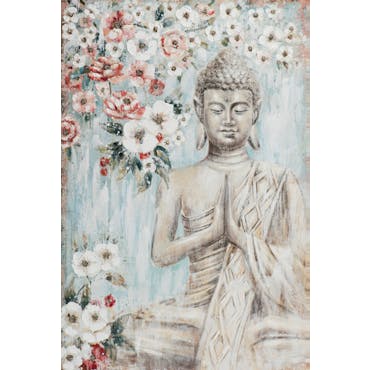  Tableau de Bouddha fond fleuri