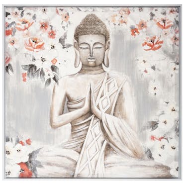  Tableau de Bouddha fond gris et fleurs