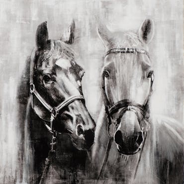 Tableau de chevaux noir et blanc