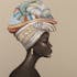 Tableau de femme africaine de profil coiffe colorée