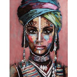 Tableau de femme africaine multicolore petit modèle