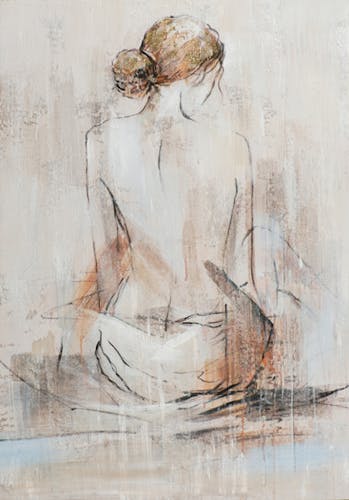 Tableau de femme assise nue de dos