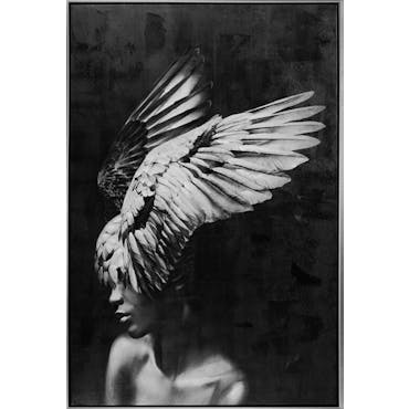 Tableau de femme avec coiffe en plumes profil