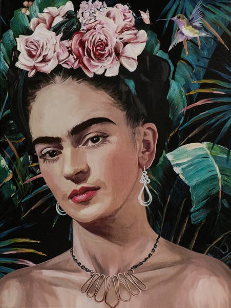 Tableau de femme avec fleurs dans les cheveux