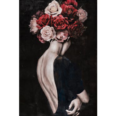  Tableau de femme de dos coiffe de fleurs