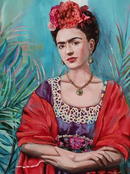 Tableau de femme tons rouges et violets