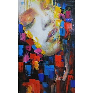 Tableau de femme yeux fermés 60x100