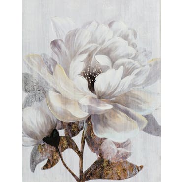  Tableau de fleur blanche fond gris