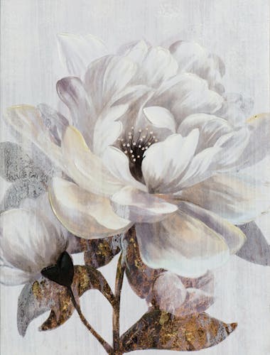 Tableau de fleur blanche fond gris