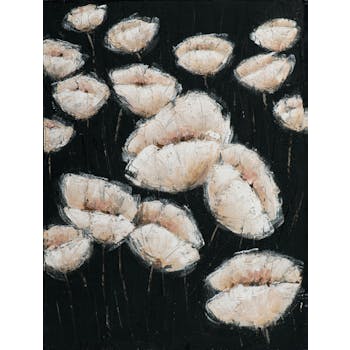 Tableau de fleurs blanches fond noir