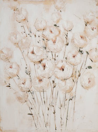 Tableau de fleurs blanches sur fond crème