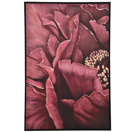 Tableau de fleurs de pivoine en gros plan cadre noir