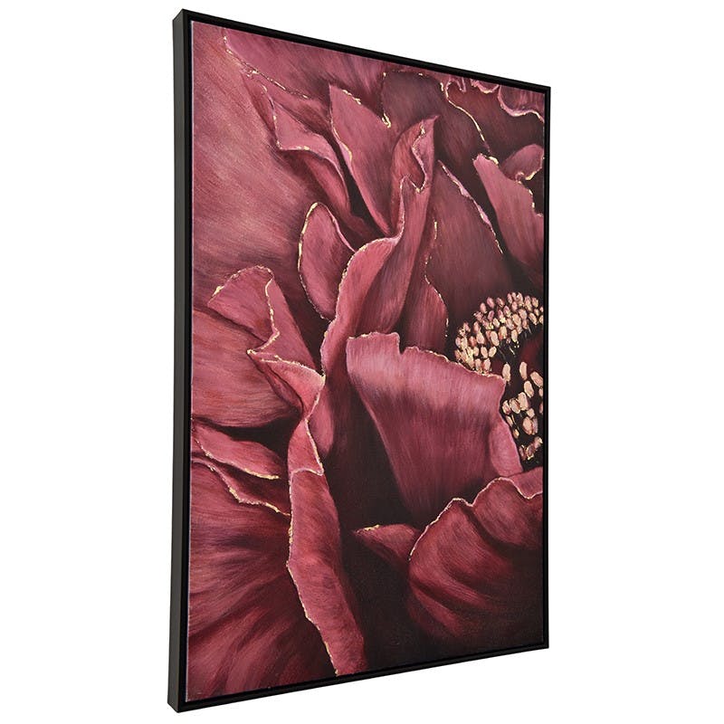 Tableau de fleurs de pivoine en gros plan cadre noir