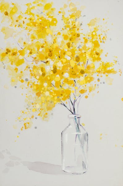 Tableau de fleurs jaunes dans vase