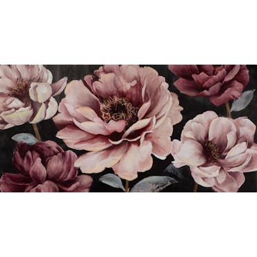  Tableau de fleurs roses fond noir