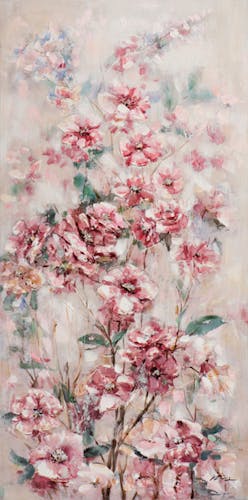 Tableau de fleurs roses vertical