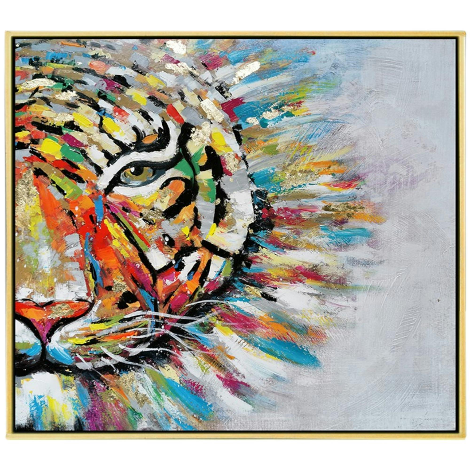 Tableau de tigre coloré cadre doré
