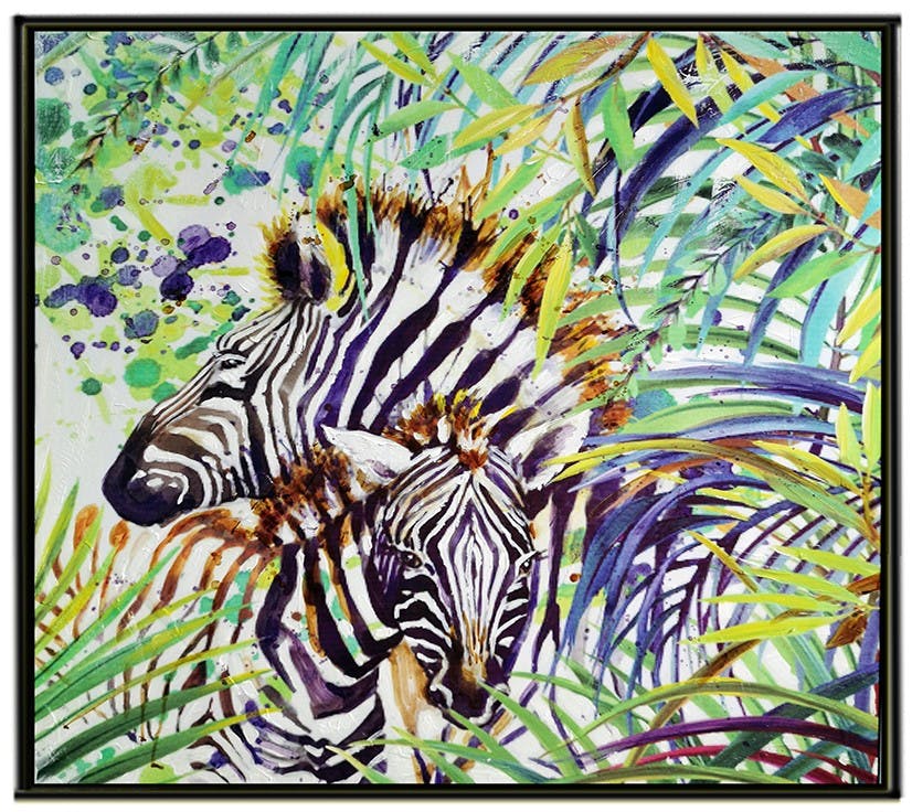 Tableau de zèbres dans la jungle cadre noir
