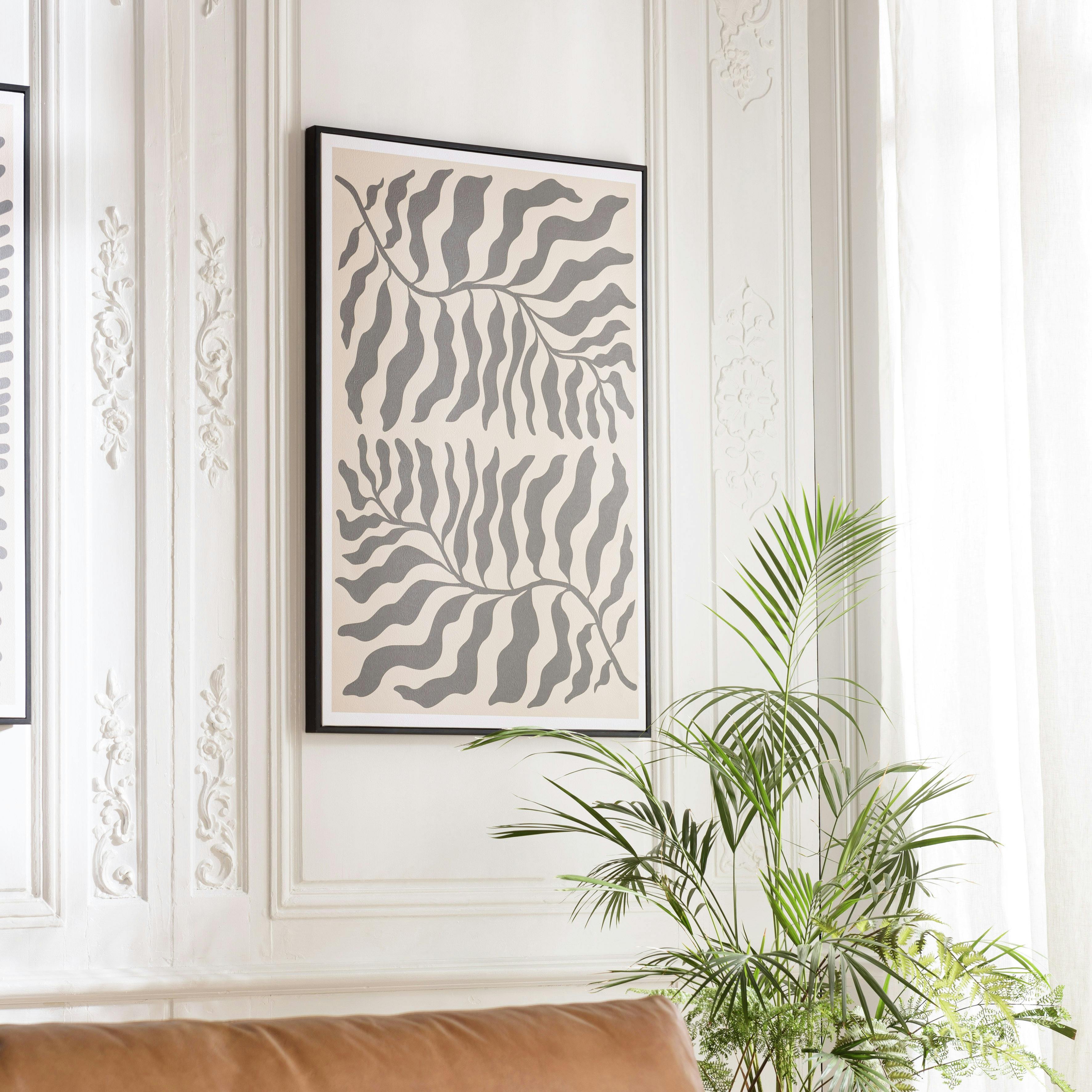 Tableau décor 2 feuilles gris/noir papier japonais 63 x 93 cm