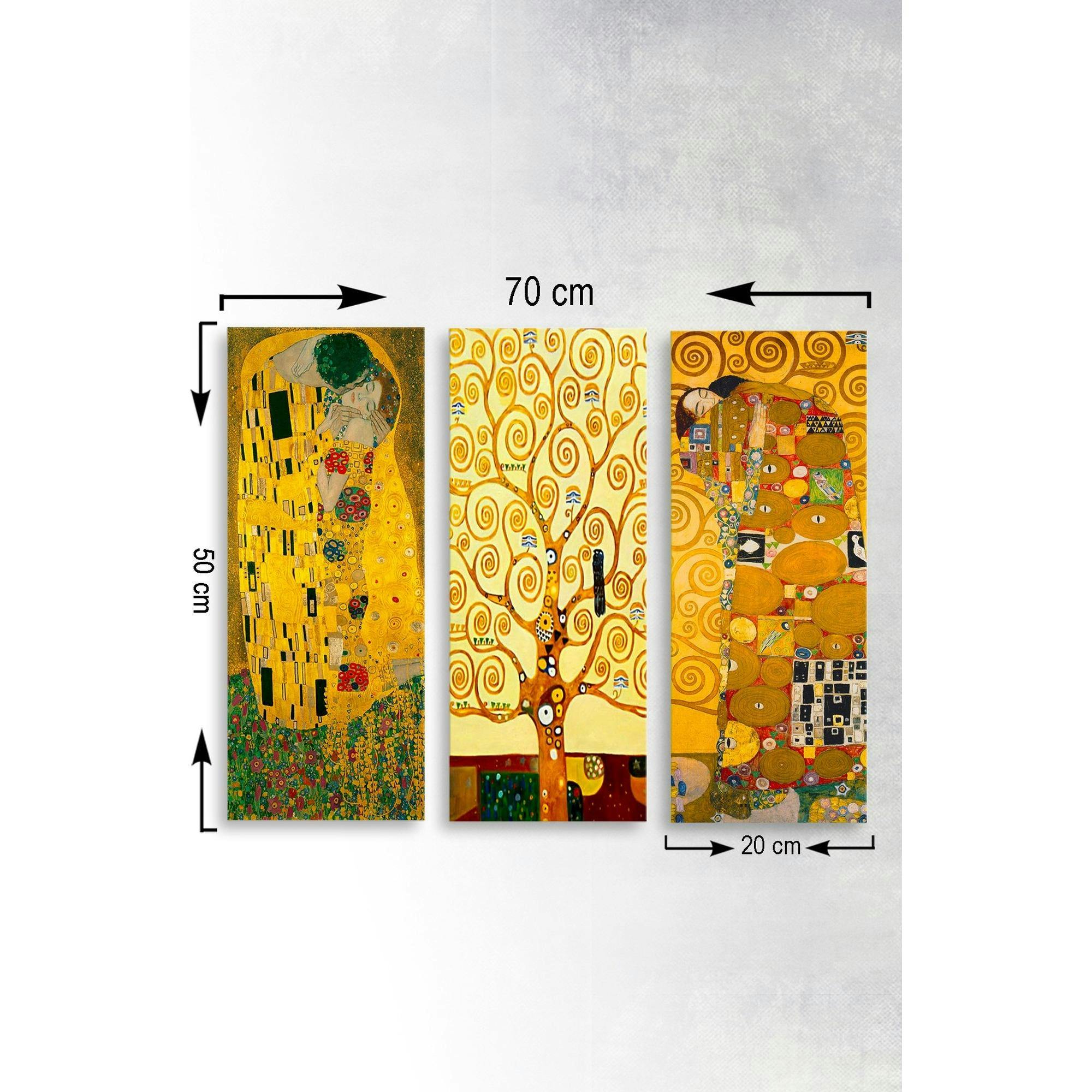 tableau-d-coratif-klimt-baiser-arbre-etreinte-set-de-3-tableaux