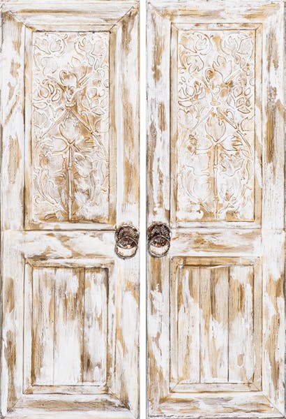 Tableau Diptyque Porte double sculptée tons beiges et blancs 100x150cm
