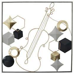 Tableau en métal violon tons noir, gris et or