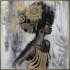 Tableau femme africaine de profil tons noir et or 82,5x82,5
