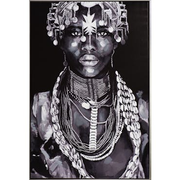  Tableau FEMME Africaine tons noirs et blancs 82,5x122,5cm
