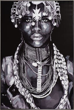 Tableau FEMME Africaine tons noirs et blancs 82,5x122,5cm