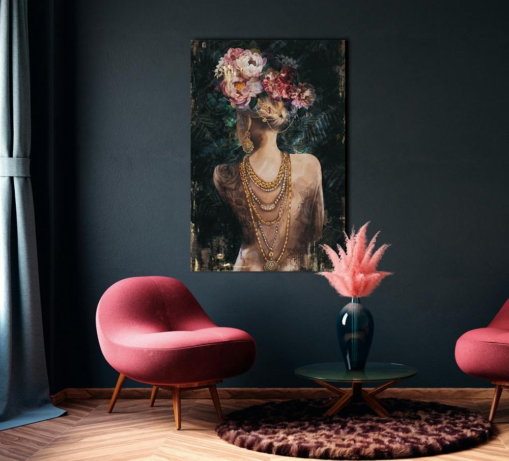 Tableau femme de dos décorée et fleurie | Tableaux / Toiles | Pier Import