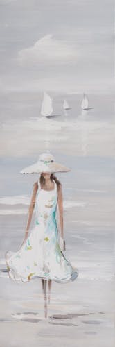 Tableau Femme marchant dans l'eau 30x90 Peinture acrylique