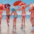 Tableau FEMMES POP-ART Groupe sur la plage multicolore 50x100cm